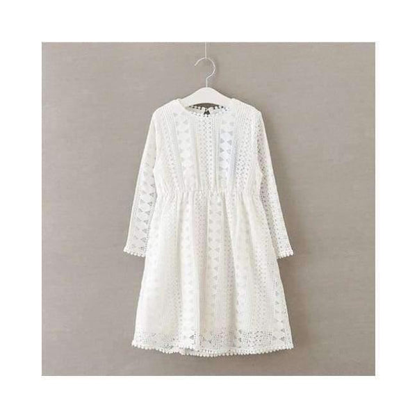 Planet Gates White / 4T Girls Lace Dress Long Sleeve Fall Winter Little Girl Dress 4 5 6 7 8 9 10 11 12 years Kids Princess Dress Teenage Girls Clothing
