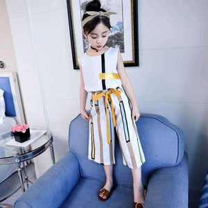 Planet Gates White / 4T Summer Kids Fashion Girls Clothing Sets 2 Pcs Chiffon Shirts + Pants Suits For Teenage Girls Clothes Sets Ensemble Fille 12