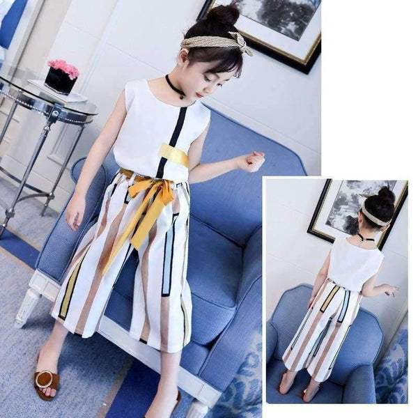 Planet Gates White / 4T Summer Kids Fashion Girls Clothing Sets 2 Pcs Chiffon Shirts + Pants Suits For Teenage Girls Clothes Sets Ensemble Fille 12