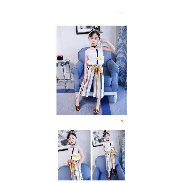 Planet Gates White / 4T Summer Kids Fashion Girls Clothing Sets 2 Pcs Chiffon Shirts + Pants Suits For Teenage Girls Clothes Sets Ensemble Fille 12