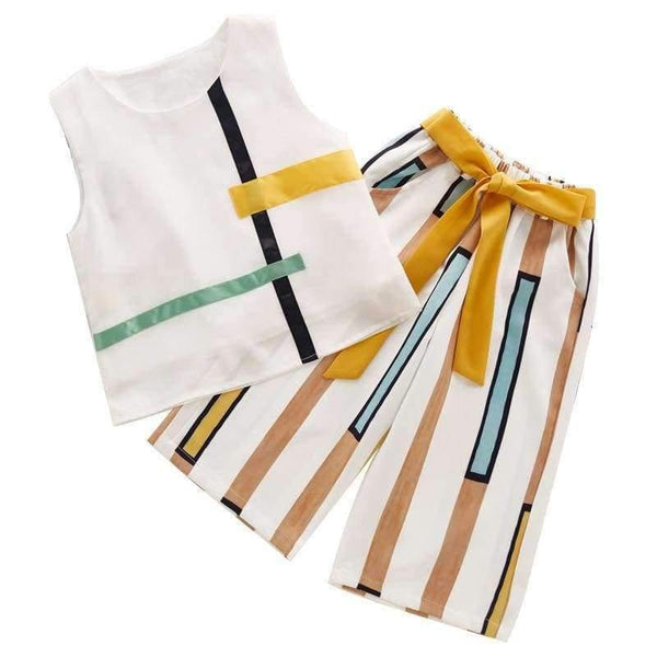 Planet Gates White / 4T Summer Kids Fashion Girls Clothing Sets 2 Pcs Chiffon Shirts + Pants Suits For Teenage Girls Clothes Sets Ensemble Fille 12