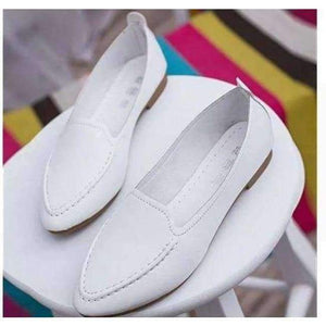 Planet Gates White / 5 2016 Women Flats Summer Style Casual Solid Pointed Toe Slip-On Flat Shoes Soft Comfortable Women Shoes Plus Size 35-40