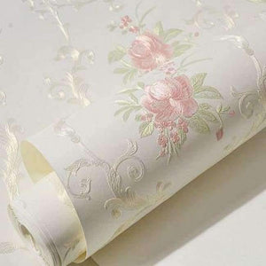 Planet Gates White / 5.3㎡ 3D Stereoscopic Flower Pastoral Non-woven Thickened Wallpaper Wall Covering Roll Wall Papers Home Decor Living Room Bedroom Wall