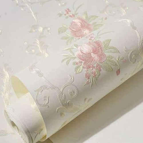 Planet Gates White / 5.3㎡ 3D Stereoscopic Flower Pastoral Non-woven Thickened Wallpaper Wall Covering Roll Wall Papers Home Decor Living Room Bedroom Wall