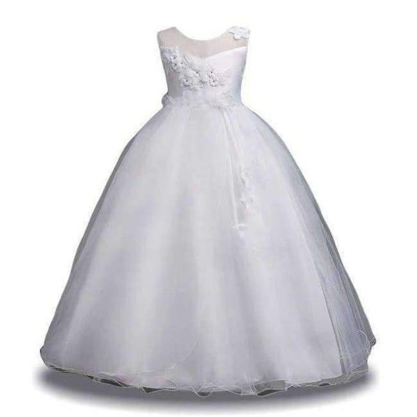 Planet Gates White / 5 Bridesmaid Wedding Flower Girls Dress For Girls Party Dresses Children Prom Princess Dresss Girl Costume 8 10 11 12 14 Year