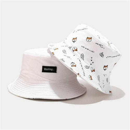 Planet Gates White / 56-60cm Cotton Double sided cartoon dog print Bucket Hat Fisherman Hat outdoor travel hat Sun Cap hats for Men and Women 261