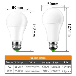 Planet Gates White 5700K / 12W E27 LED Bulb 7W/12W Auto ON/OFF Dusk to Dawn Light Bulbs 270 Degree Orange Yellow/Warm White/White Energy Saving Night Light