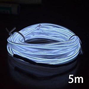 Planet Gates White-5m 3m/5m Car LED Strips Decoration Strip 12V Flexible Neon EL Wire Rope Indoor Universal Interior LED Car Light Strip for Car Auto