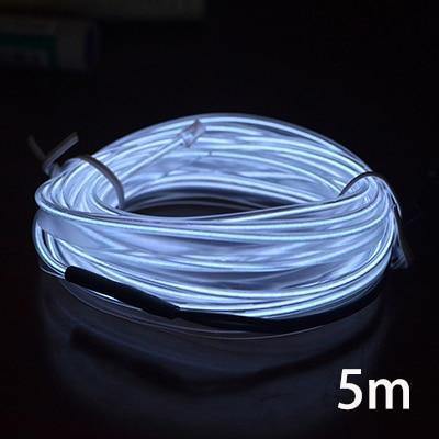 Planet Gates White-5m 3m/5m Car LED Strips Decoration Strip 12V Flexible Neon EL Wire Rope Indoor Universal Interior LED Car Light Strip for Car Auto