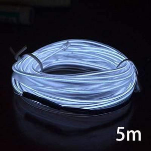 Planet Gates White-5m EL Wire 12V Car Flexible Neon DIY Decoration Auto LED Light RGB Lights Strip Cool For Car Central Control Door Outdoor Party
