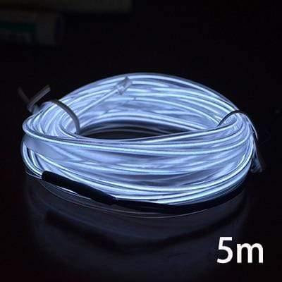 Planet Gates White-5m EL Wire 12V Car Flexible Neon DIY Decoration Auto LED Light RGB Lights Strip Cool For Car Central Control Door Outdoor Party