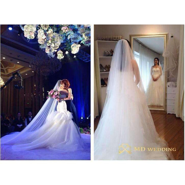 Planet Gates White 5M White/Ivory Wedding Veil Multi-layer long Bridal Veil Head Veil Wedding Accessories Hot Sell MD03034