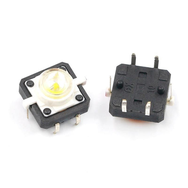 Planet Gates White 5PCS 1 Set 12X12X7.3 Tactile Push Button Switch Momentary Tact LED 5 Color 12X12X7.3mm 12*12*7.3mm DC12V 50mA
