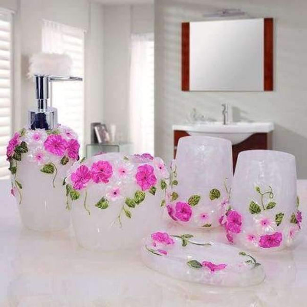 Planet Gates white 5pcs 6pcs/set Resin Bathroom Accessories Sets/Dispensers/Dishes/Toothpaste Holders/tray/Bathroom Tumblers/Bathroom Products