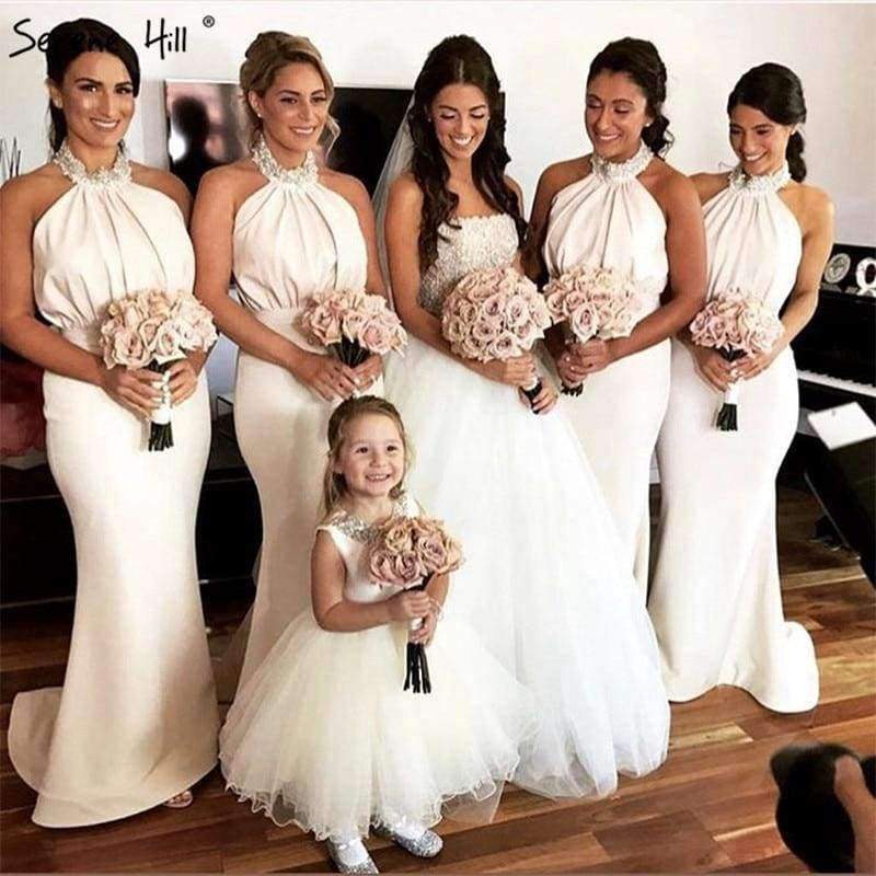 Planet Gates white / 6 Sexy Mermaid New Bridesmaid Dresses Elegant Fashion Simple Long Dresses 2018 Real Photo LA6652