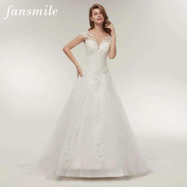 Planet Gates white / 6 Tulle Mariage Vestidos de Novia Embroidery Lace Mermaid Wedding Dress 2018 Bridal Gowns Plus Size Customized FSM-138M