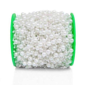 Planet Gates White 60m/roll pearls Beads chain Garland Wedding Centerpiece flower/ Crafting DIY accessory / Bride hair decoration