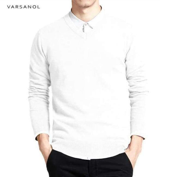 Planet Gates white 6620 / M Varsnaol New Brand Sweater Men V-Neck Solid Slim Fit Knitting Mens Sweaters Cardigan Male 2018 Autumn Fashion Casual Tops Hots