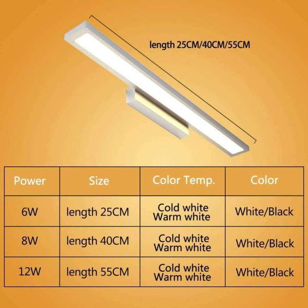 Planet Gates White 6W 25CM / Cold White Modern LED Mirror Light8W 40CM 12W 55CM Wall Lamp Mounted Indoor Lighting Fixture  Waterproof 220V Stainless Steel Bathroom