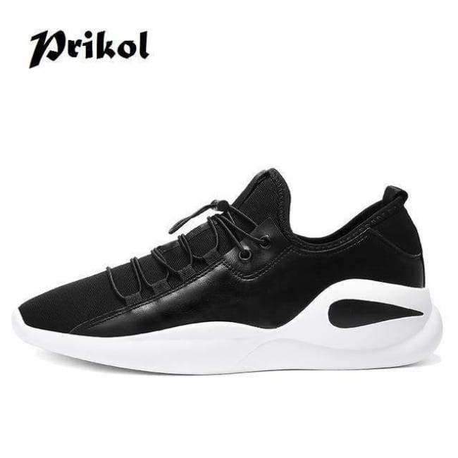 Planet Gates Black / 7.5 Basic Style Brand Men Sport Shoes Breathable Leather Man Sneaker Krasovki Dark Black Hombre Tennis Zapato Calcado