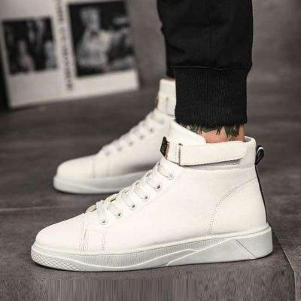 Planet Gates White / 7.5 Trend 2018 Men's Vulcanized Shoes Black High Top Lace-up Autumn Winter Casual Canvas Shoes For Men Boys Sneakers Without Lace