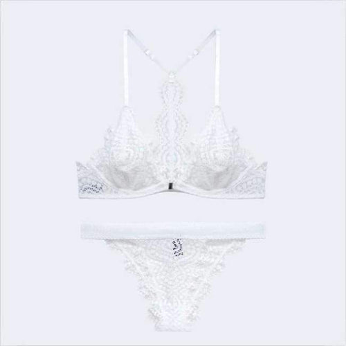 Planet Gates White / 70B For 32B Women's underwear 2018 Women Sexy Lace Lingerie set Front Closure brassiere Fashion Women thin bralette lounge bra set