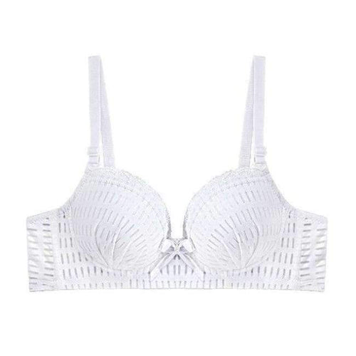 Planet Gates white / 70B New Comfort B Cup Thin Lace Girl Wire Free Bra Push Up Traditional Sexy Women's Underwear Bra Bow Decoration Underwear