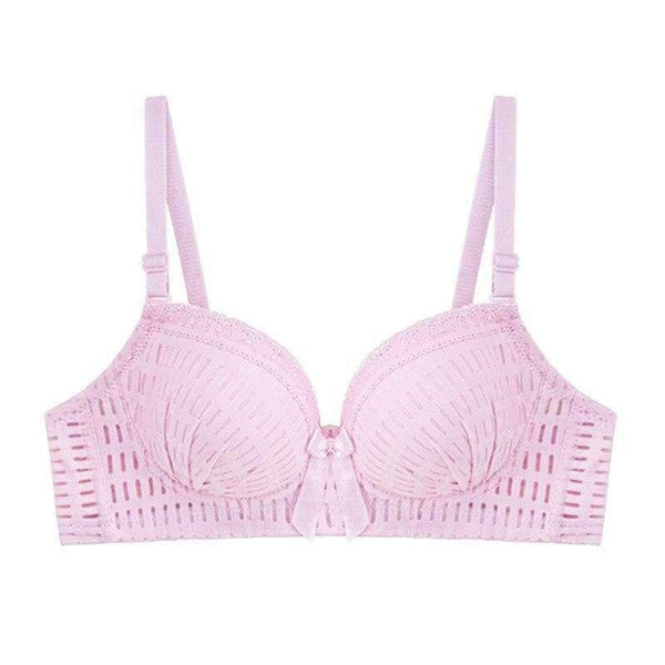 Planet Gates white / 70B New Comfort B Cup Thin Lace Girl Wire Free Bra Push Up Traditional Sexy Women's Underwear Bra Bow Decoration Underwear