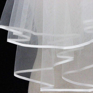 Planet Gates White / 75cm New Arrival Wedding Accessories Two Layer Ribbon Edge White Ivory Wedding Veils Bridal Veil With Comb