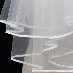 Planet Gates White / 75cm New Arrival Wedding Accessories Two Layer Ribbon Edge White Ivory Wedding Veils Bridal Veil With Comb