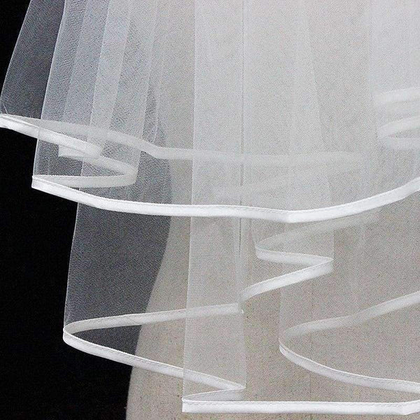 Planet Gates White / 75cm New Arrival Wedding Accessories Two Layer Ribbon Edge White Ivory Wedding Veils Bridal Veil With Comb