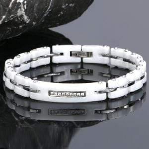 Planet Gates White 8MM Width New Ceramic Bracelets With Bling Rhinestone Good Quality Black White Ceramic Women Bracelet With Watch Chain For Women
