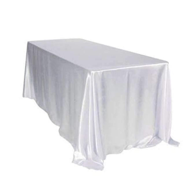 Planet Gates White / 90 x 132 inch 90 x 132 inch Rectangular Satin Tablecloth White/Black Tablecloths Table Cover for Wedding Party Restaurant Banquet Decorations