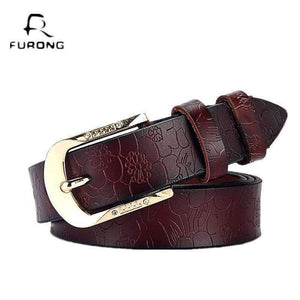 Planet Gates white / 90cm FURONG Female Leather Belt Genuine Cow Skin Women's Belt Black for Jeans Rhinestone Embossing Designer Pin Buckle Belt Lady