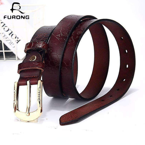Planet Gates white / 90cm FURONG Female Leather Belt Genuine Cow Skin Women's Belt Black for Jeans Rhinestone Embossing Designer Pin Buckle Belt Lady