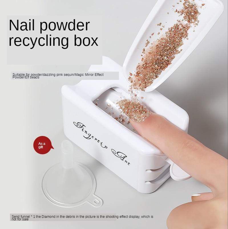 Planet Gates White ABS Double Layer French Powder Box Recycled Nail Powder Storage Box Portable Infiltration Powder Container Nail Tool D302