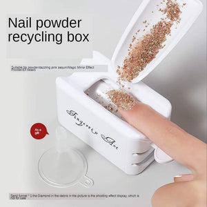 Planet Gates White ABS Double Layer French Powder Box Recycled Nail Powder Storage Box Portable Infiltration Powder Container Nail Tool D302