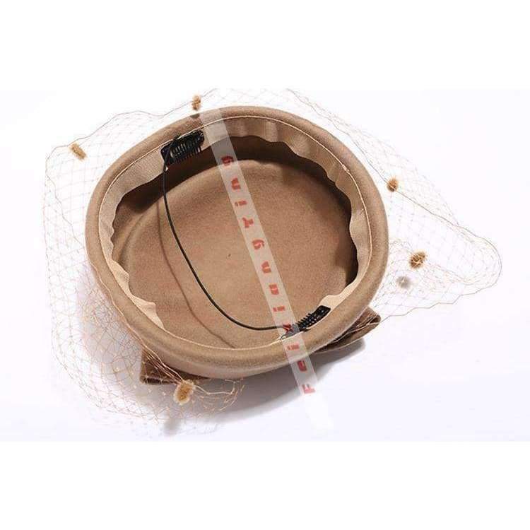 Planet Gates Berets Caps For Women Bride Elegant Wool Gauze Bow Airline Stewardess White Women's Fedora Caps Formal Lady Hat Royal Style