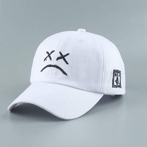 Planet Gates White / Adjustable Embroidery 100% Cotton Baseball Cap Sad face White Black Hat Golf Cap Hip Hop Snapback Women Men
