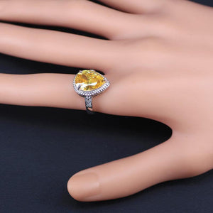 Planet Gates White And Sparkling Yellow Crystal Stone 925 Sterling Silver 3 Piece Big Water Drop Jewelry Sets For Women Party