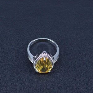 Planet Gates White And Sparkling Yellow Crystal Stone 925 Sterling Silver 3 Piece Big Water Drop Jewelry Sets For Women Party