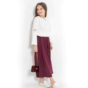 Planet Gates white and wine red / 6 Teenage Girls Clothing Set Long Sleeve Shirt Top Wide Leg Pants Two Piece Clothes Sets 2018 Spring Fall New Big Girl Suits