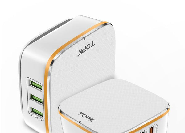 Planet Gates White / AU TOPK 35W Quick Charge 2.0 6-Port USB Charger EU US UK AU Plug 5V/7A Travel Wall Fast Charger Adapter Mobile Phone Universal