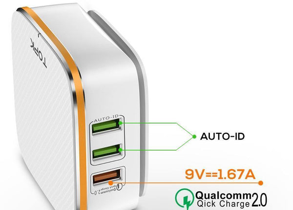 Planet Gates White / AU TOPK 35W Quick Charge 2.0 6-Port USB Charger EU US UK AU Plug 5V/7A Travel Wall Fast Charger Adapter Mobile Phone Universal