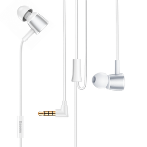 Planet Gates White Baseus H07 Hi-Res Audio Wired Earphone Headset With Mic Metal In-Ear Earphone Stereo Bass Sound With 3.5mm Jack Earbuds kulakl k