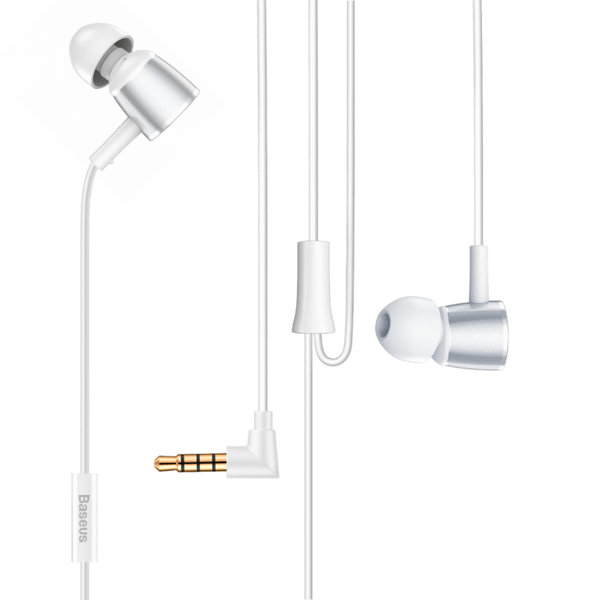 Planet Gates White Baseus H07 Hi-Res Audio Wired Earphone Headset With Mic Metal In-Ear Earphone Stereo Bass Sound With 3.5mm Jack Earbuds kulakl k
