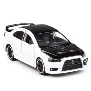 Planet Gates White black 1:32 Mitsubishi JDM Lancer Evo X Open Door With Sound and Light Alloy Toy Car Model Ornaments For Children Gifts