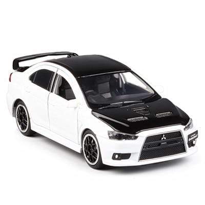Planet Gates White black 1:32 Mitsubishi JDM Lancer Evo X Open Door With Sound and Light Alloy Toy Car Model Ornaments For Children Gifts