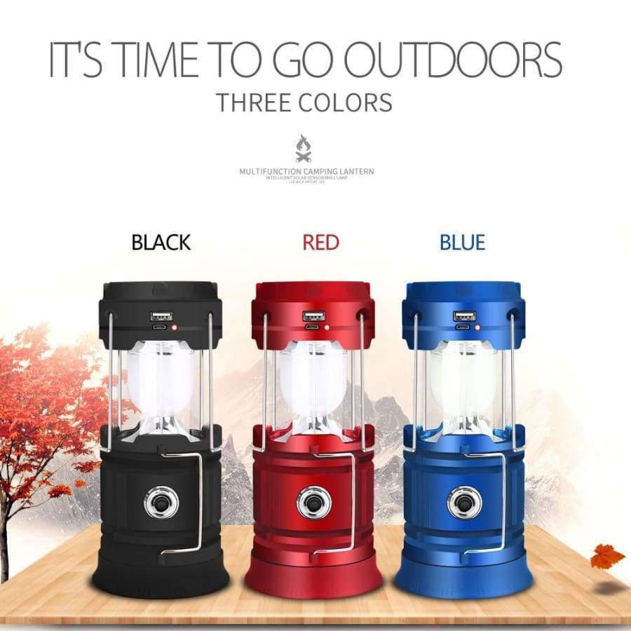 Planet Gates White / Black LED Solar Powered Collapsible Flashlights Portable Lamp LED Rechargeable Hand Lamp Hiking Camping Lantern Light Outdoor Lighting