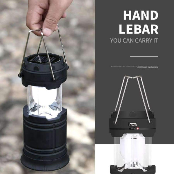 Planet Gates White / Black LED Solar Powered Collapsible Flashlights Portable Lamp LED Rechargeable Hand Lamp Hiking Camping Lantern Light Outdoor Lighting